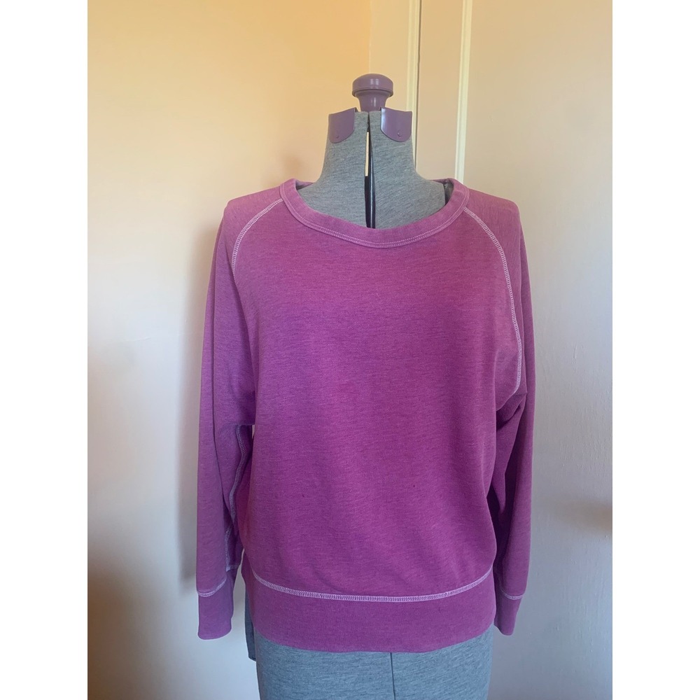 Gap Womens Crewneck Sweatshirt Pink Purple Raglan Fleece Pullover Medium